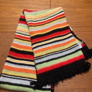 Striped Multicolor Wool Knit Scarf